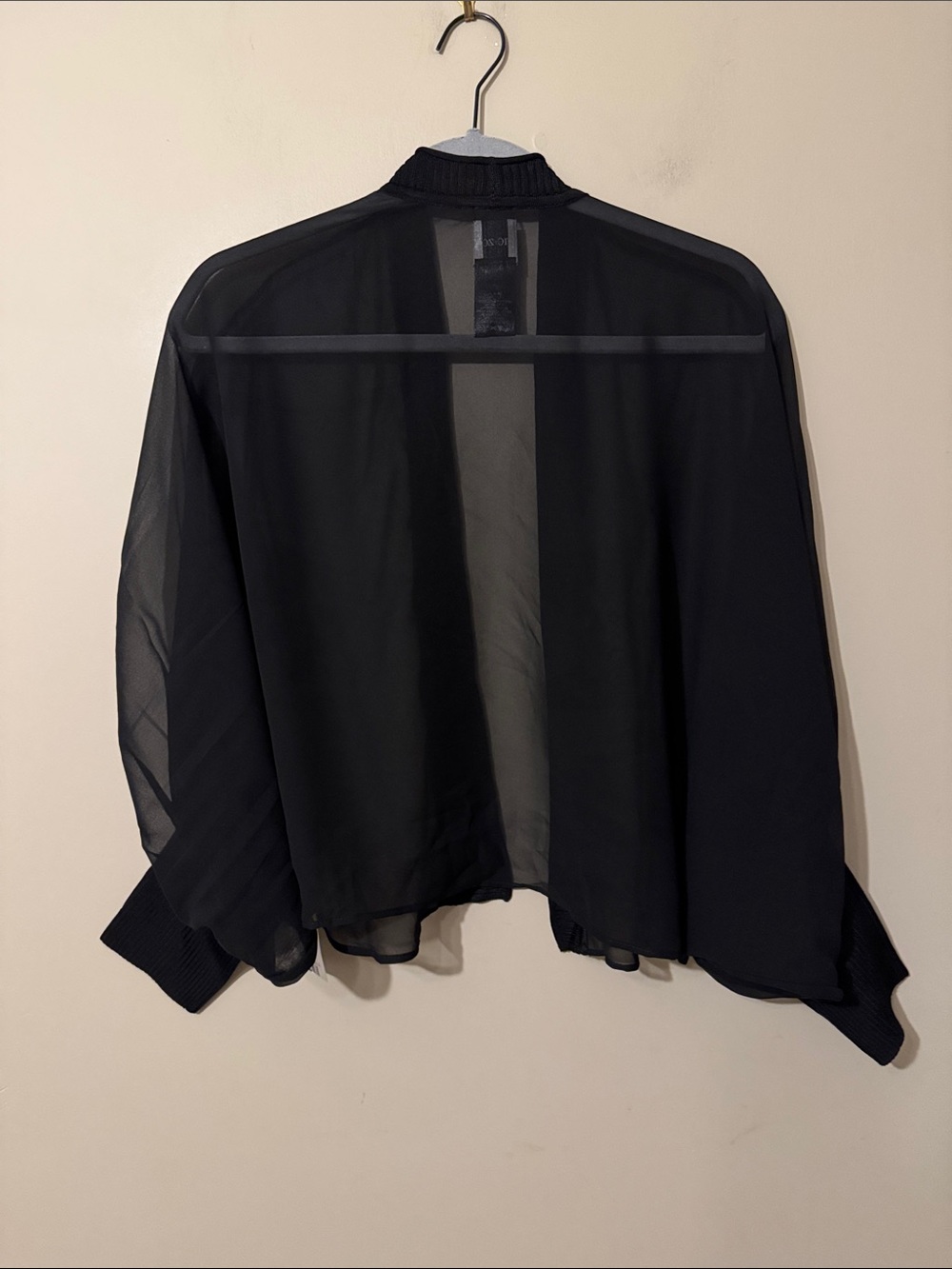 NWOT- NIC+ZOE Chiffon Crush Mixed Media Cardigan, Black, size M/L - Picture 10 of 12